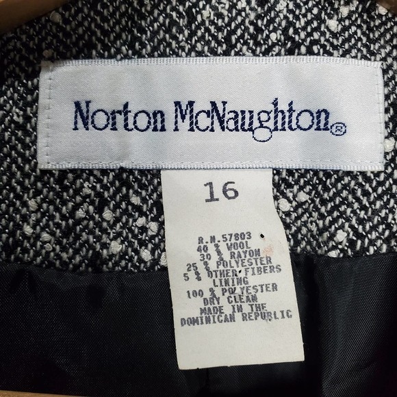 Norton McNaughton Vintage Blazer Womens 16 Wool Gray Speckled Double Breasted - Picture 7 of 11
